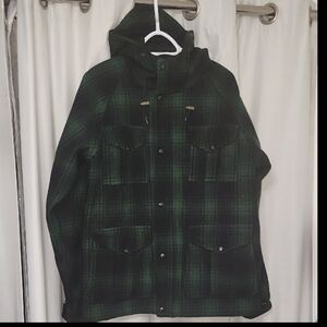 Filson Wool Green Plaid Jacket With Hood
